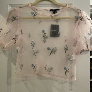 NWT sheer cropped blouse